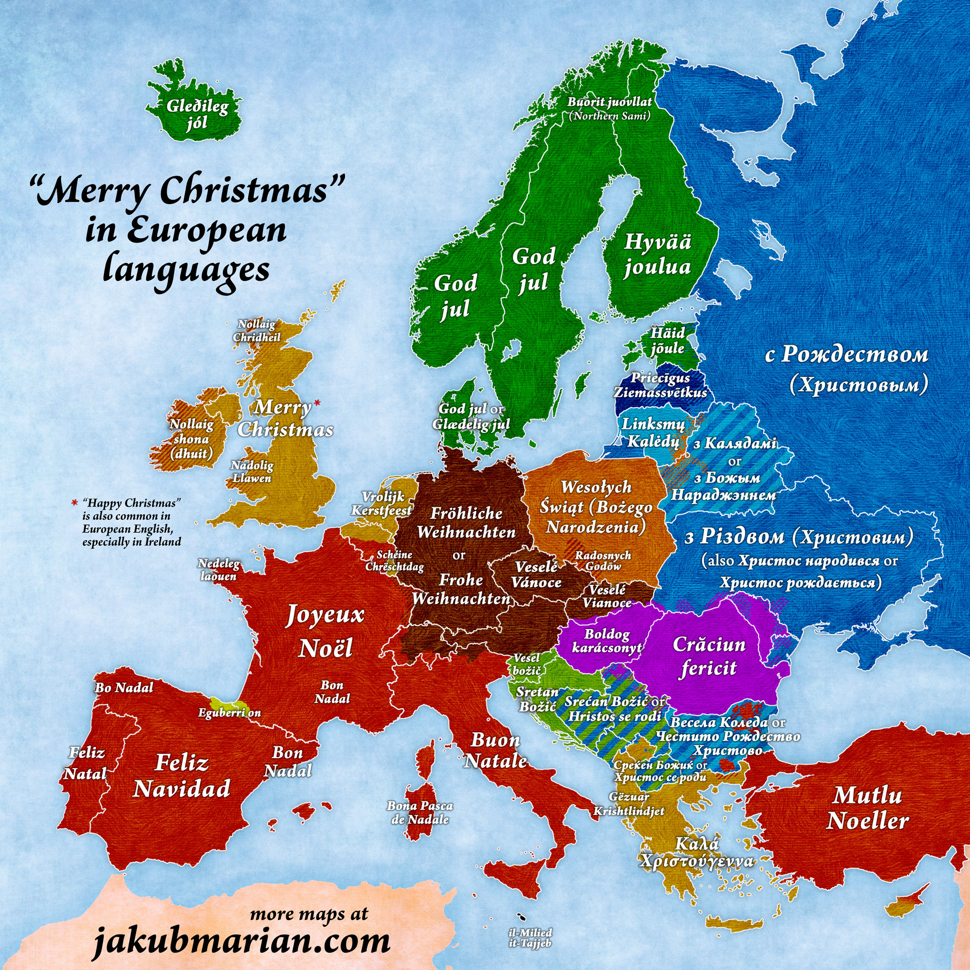 ‘Merry Christmas’ in European languages (map)