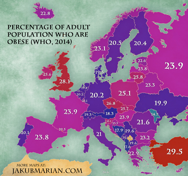 percentage-of-obese-population-by-country-in-europe-map