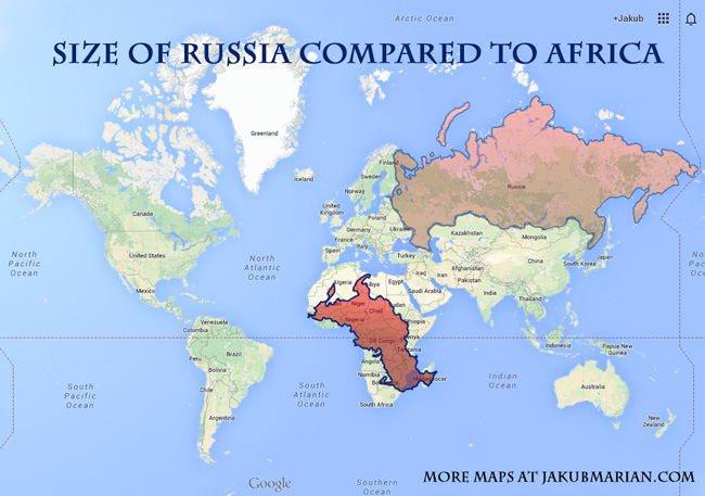 How Big Are Greenland And Russia In Parison To Africa