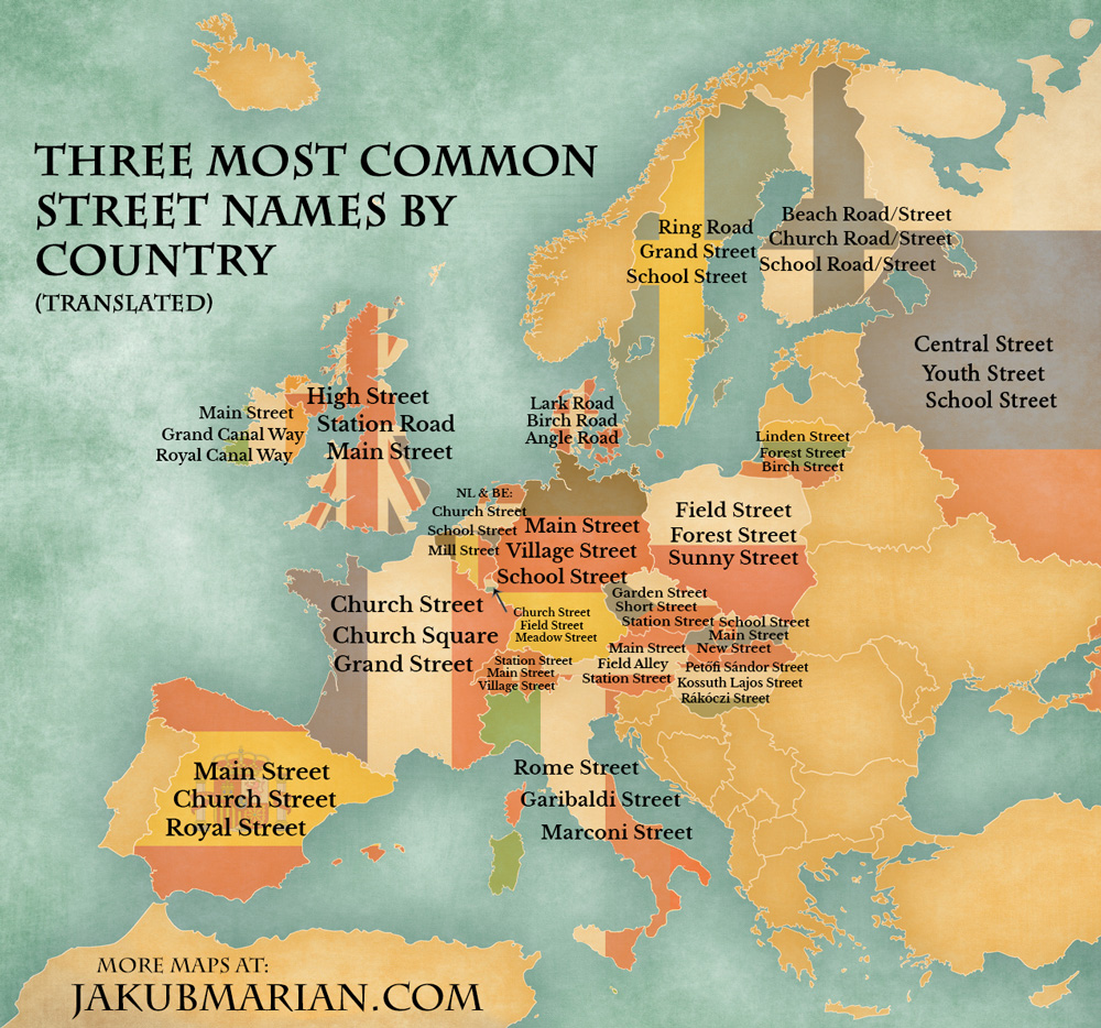 most-common-street-names-by-country-in-europe