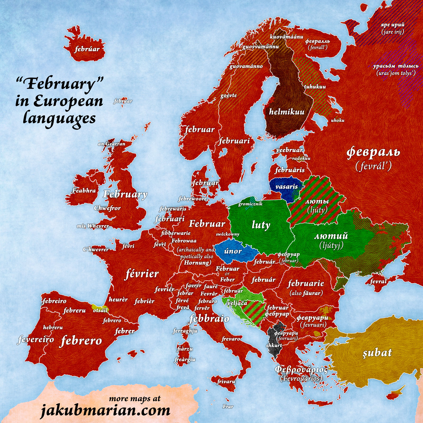 Comment dire janvier dans les langues européennes... February-european-languages