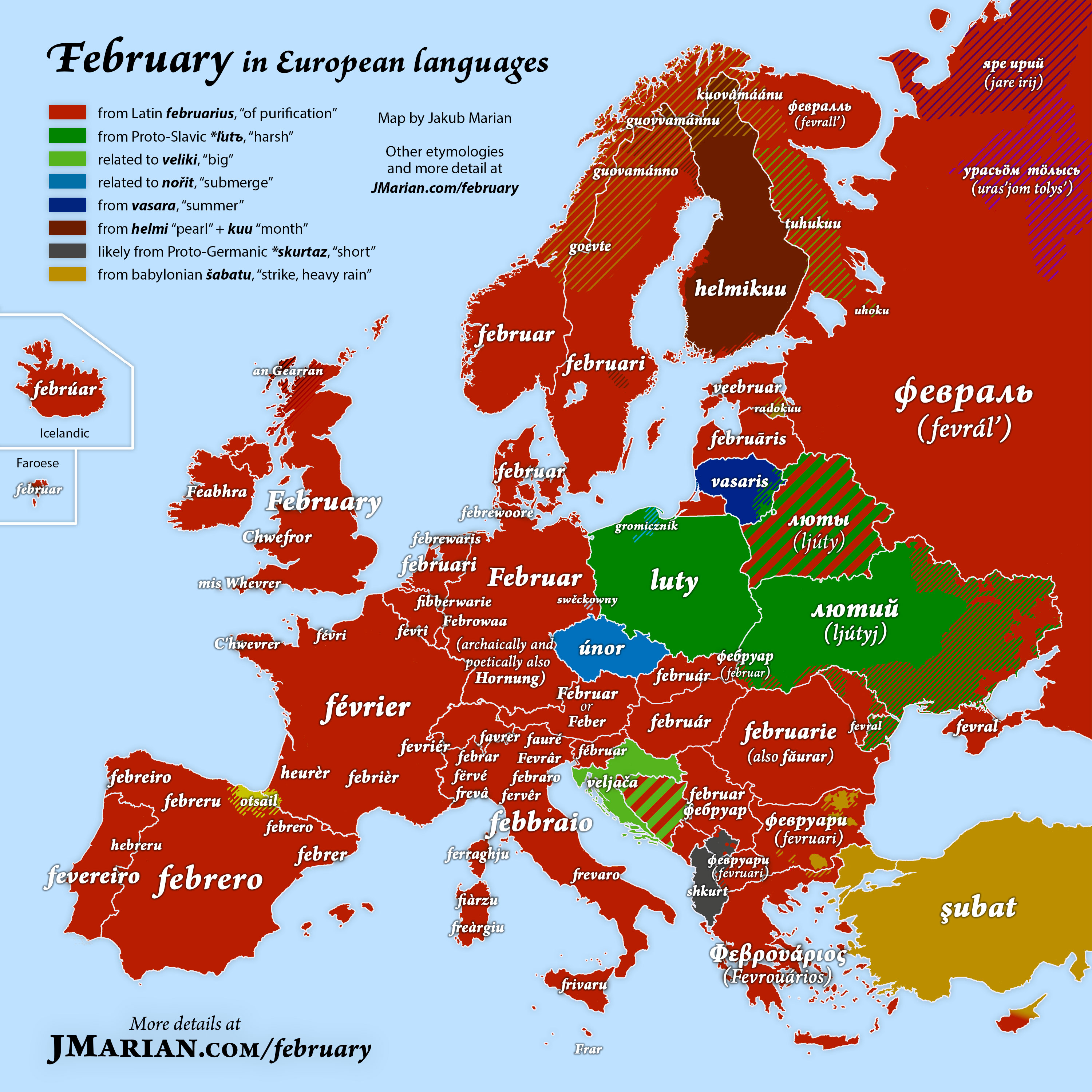 February in European languages