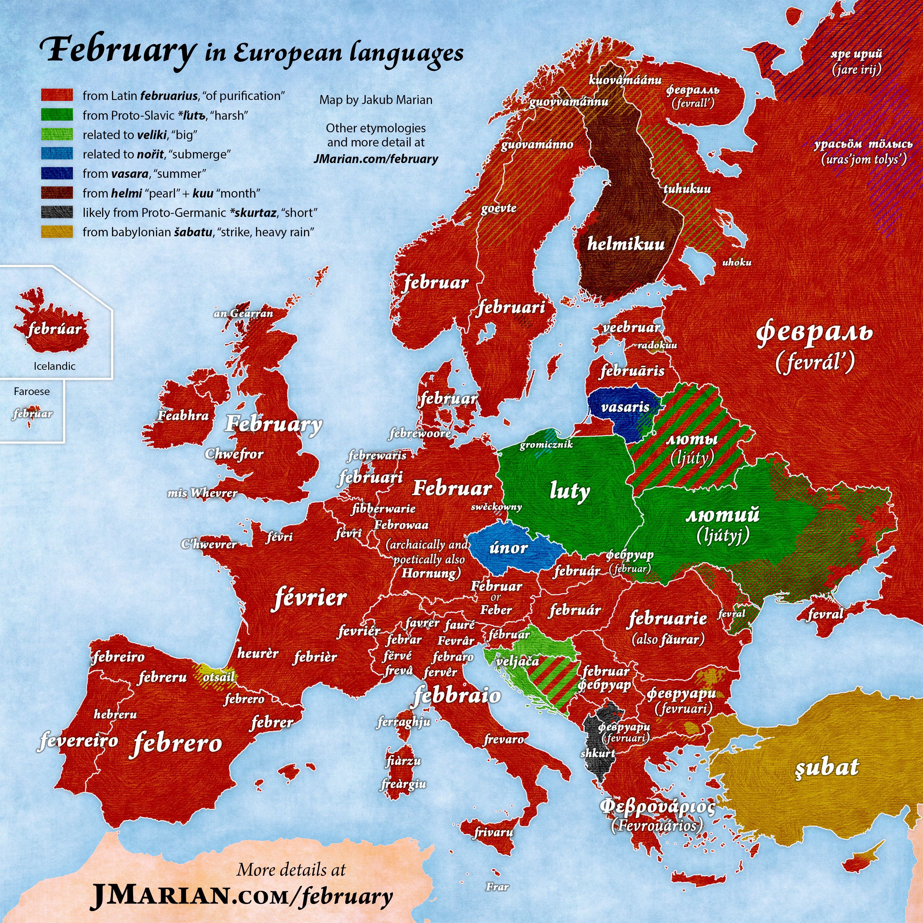 February in European languages