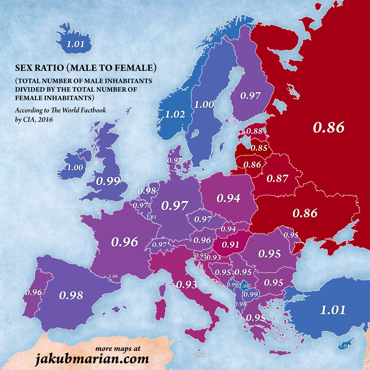 El Mapa De Europa Según La Ratio De Sexos En Cada País 1441