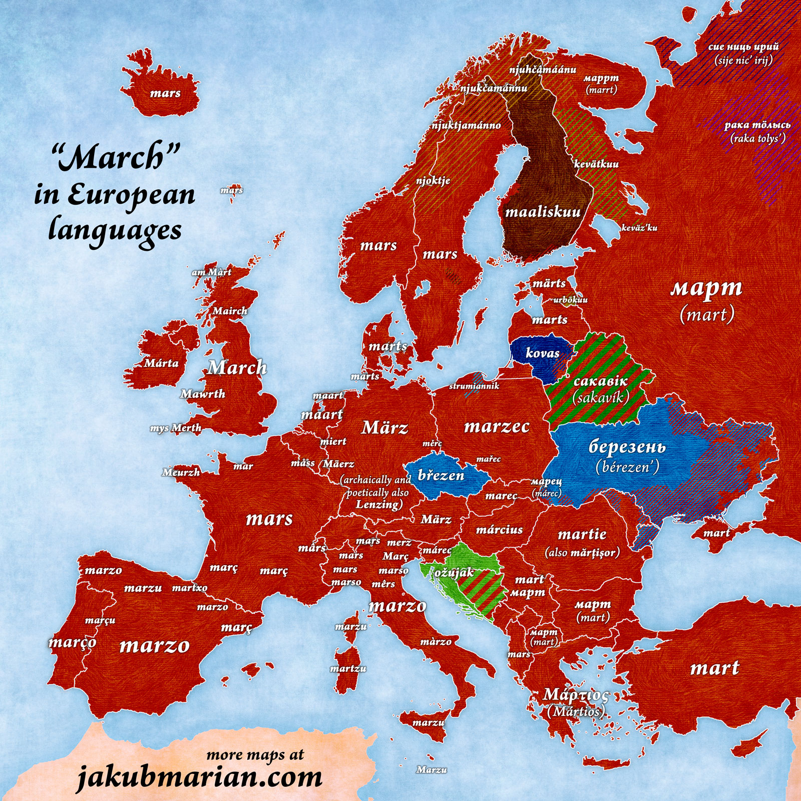 Comment dire janvier dans les langues européennes... March-european-languages