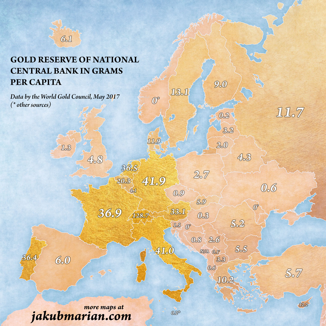 gold reserves in Europe per capita