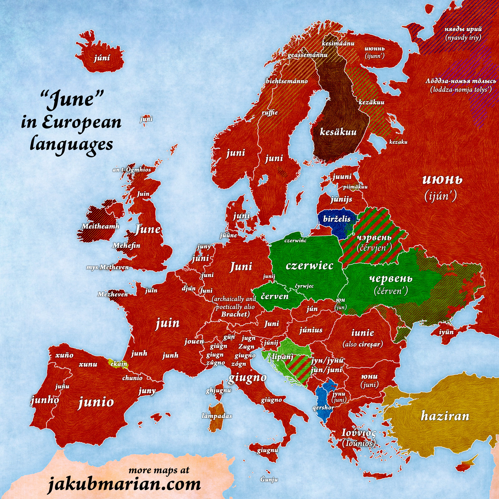 June in European Languages