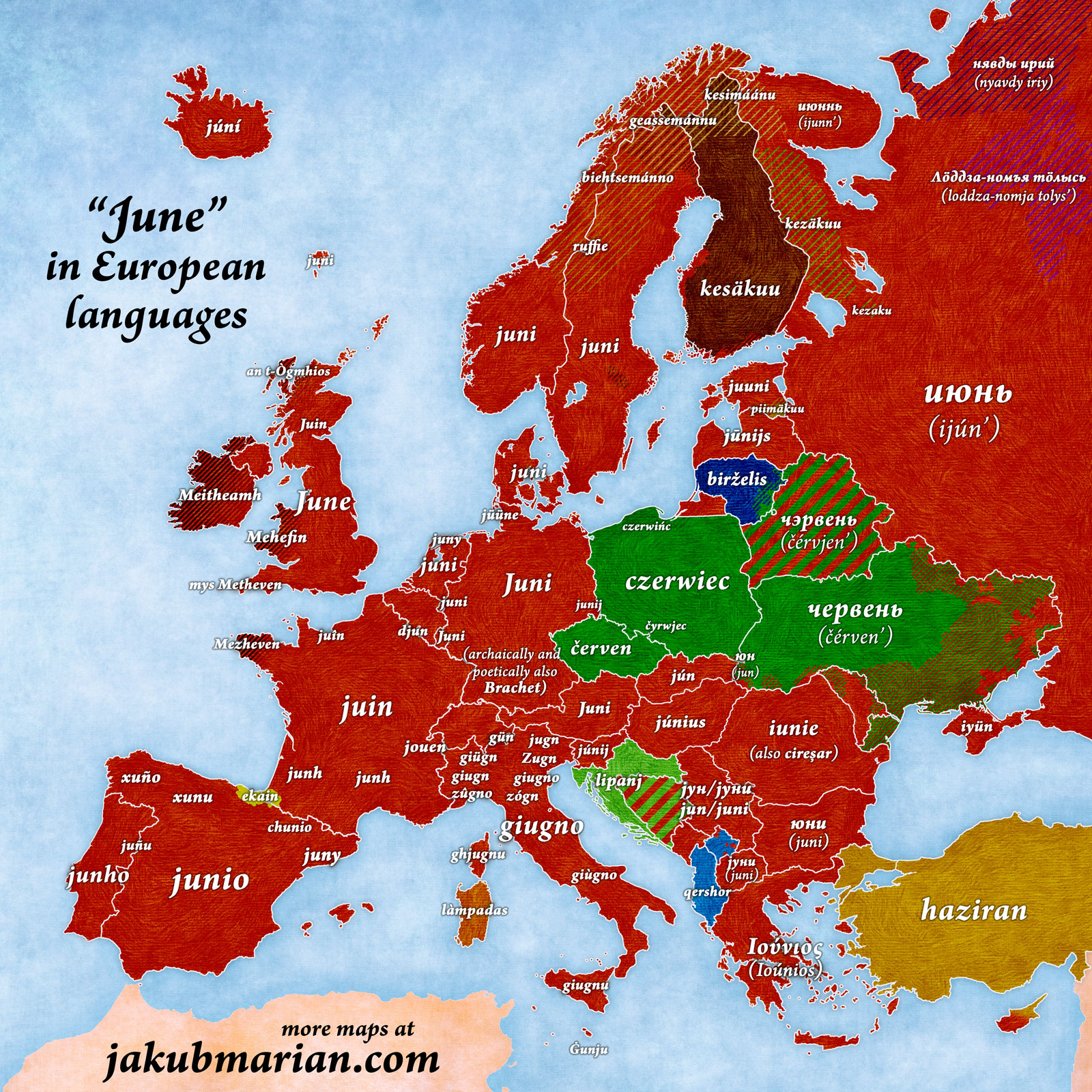 ‘June’ in European languages