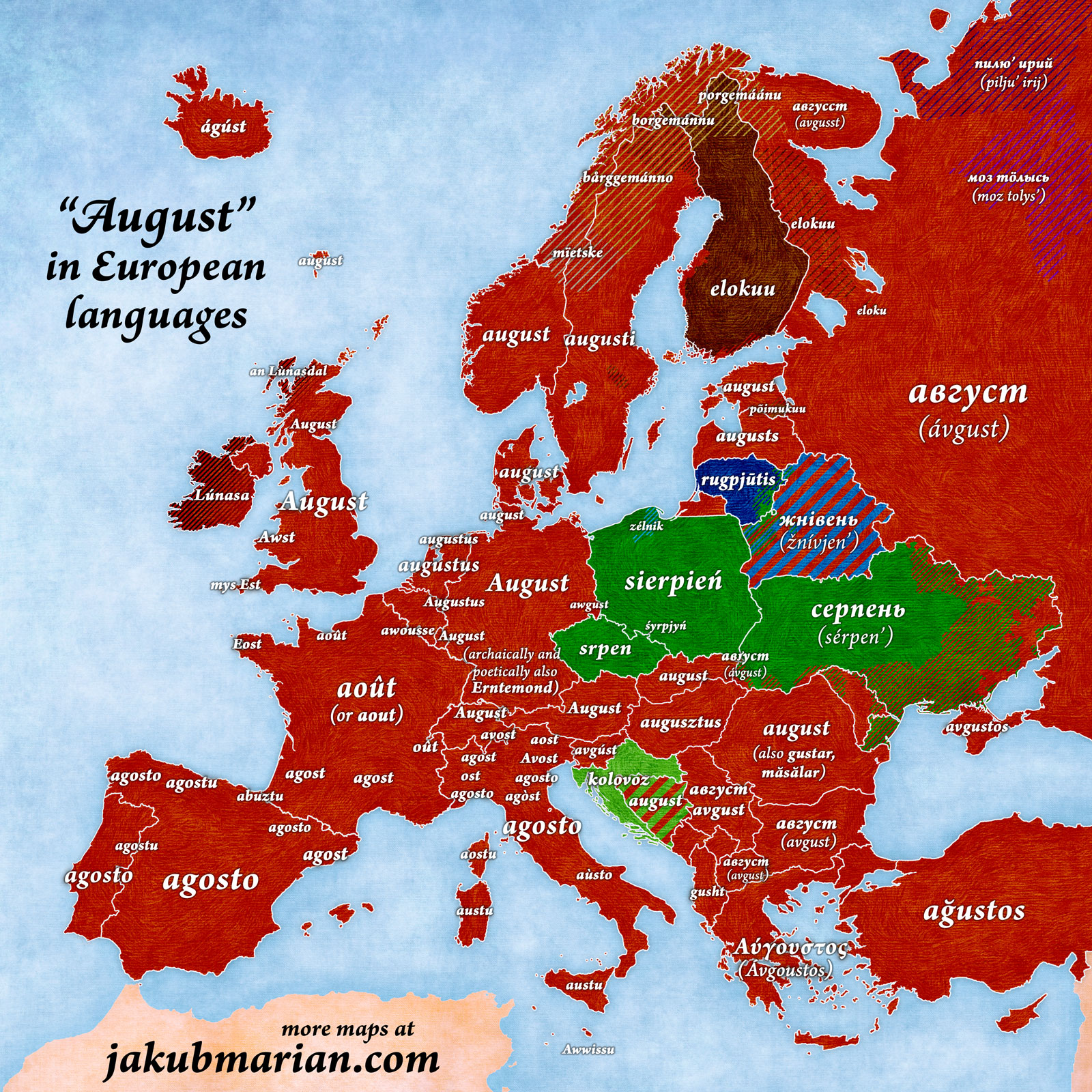 August in European languages