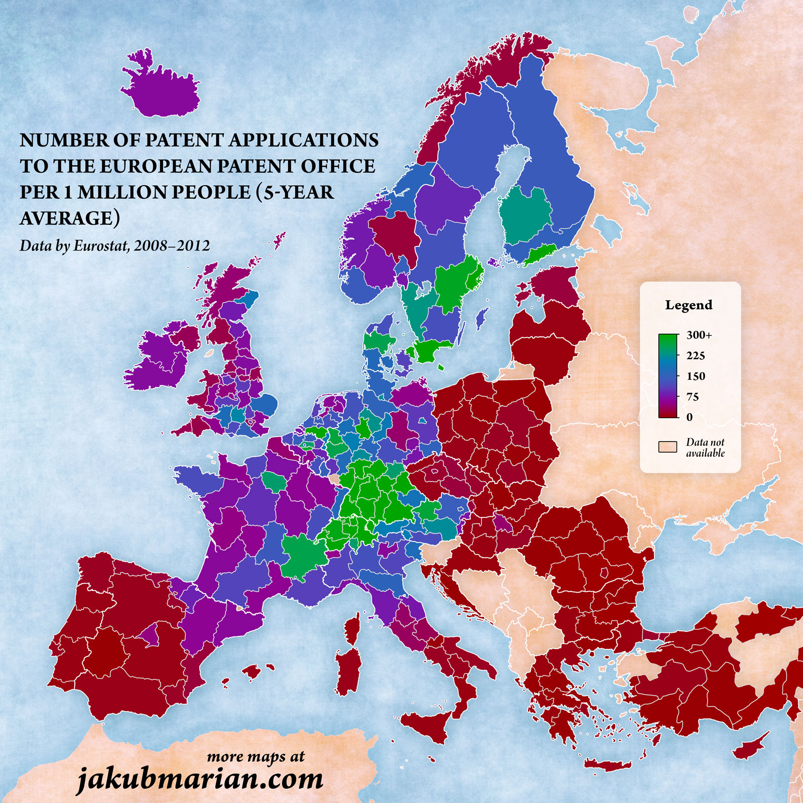 Number of patents per 1 million people