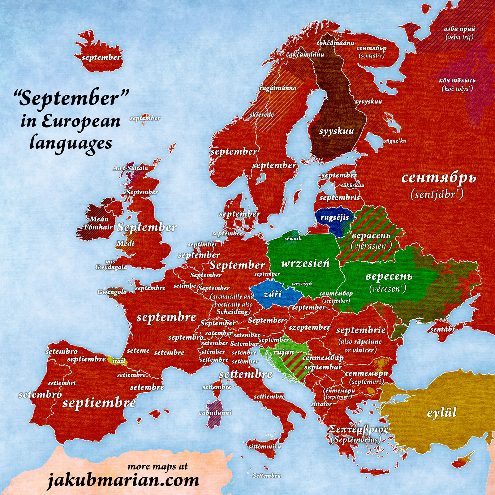 September in European languages