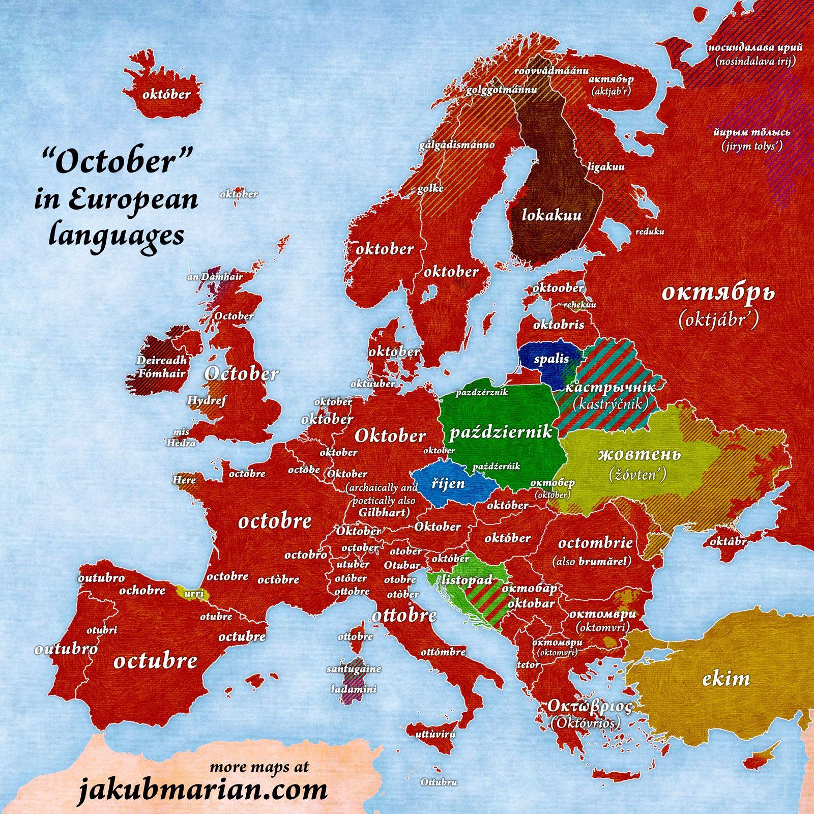 October in European languages