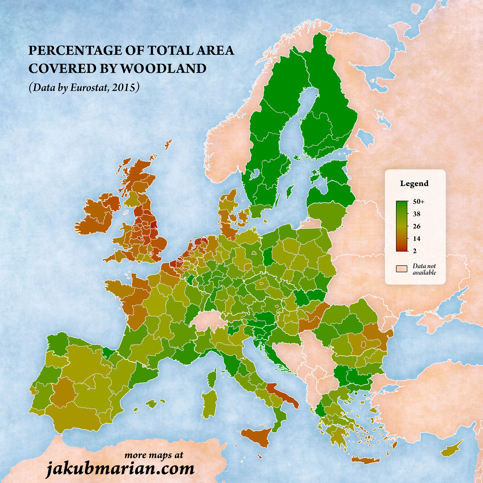 What part of Europe is most forested?