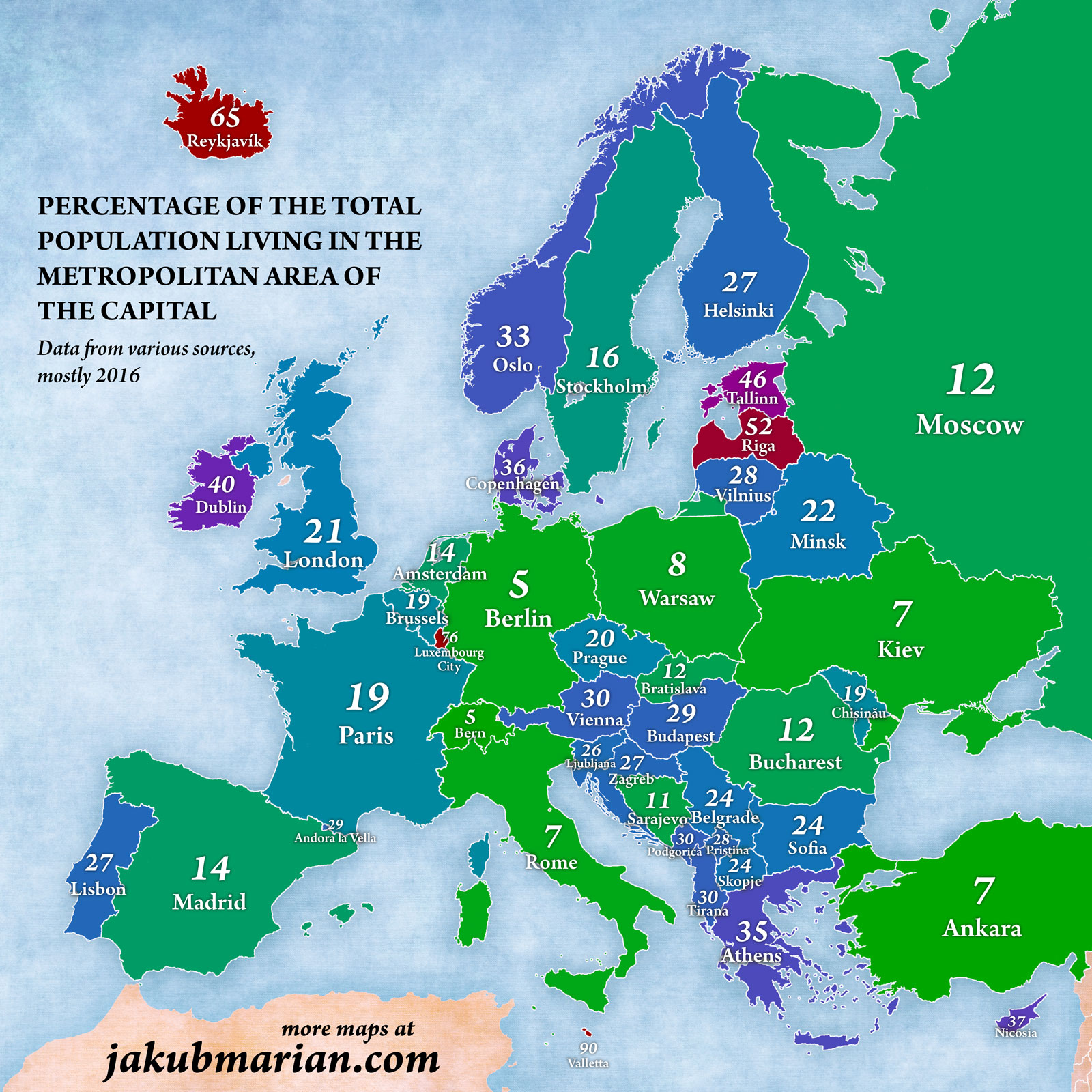 European countries by percentage of population living in ...