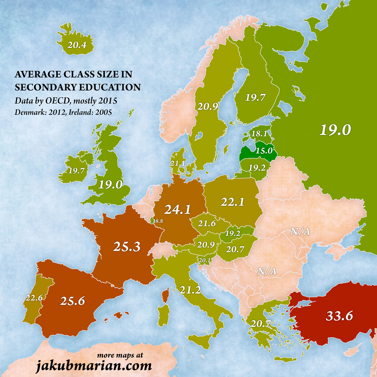 Average class size in lower secondary education