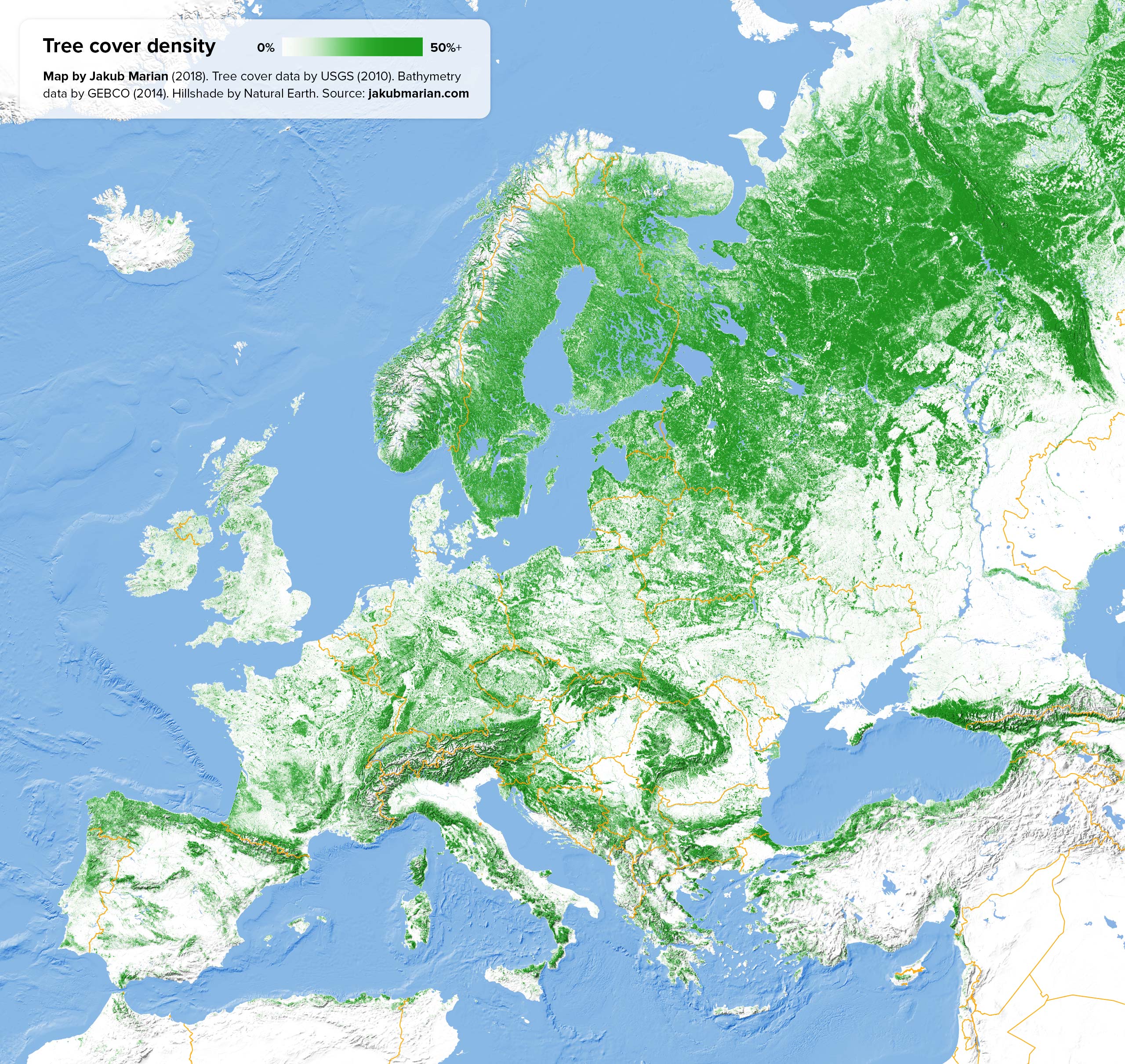 Tree cover of Europe