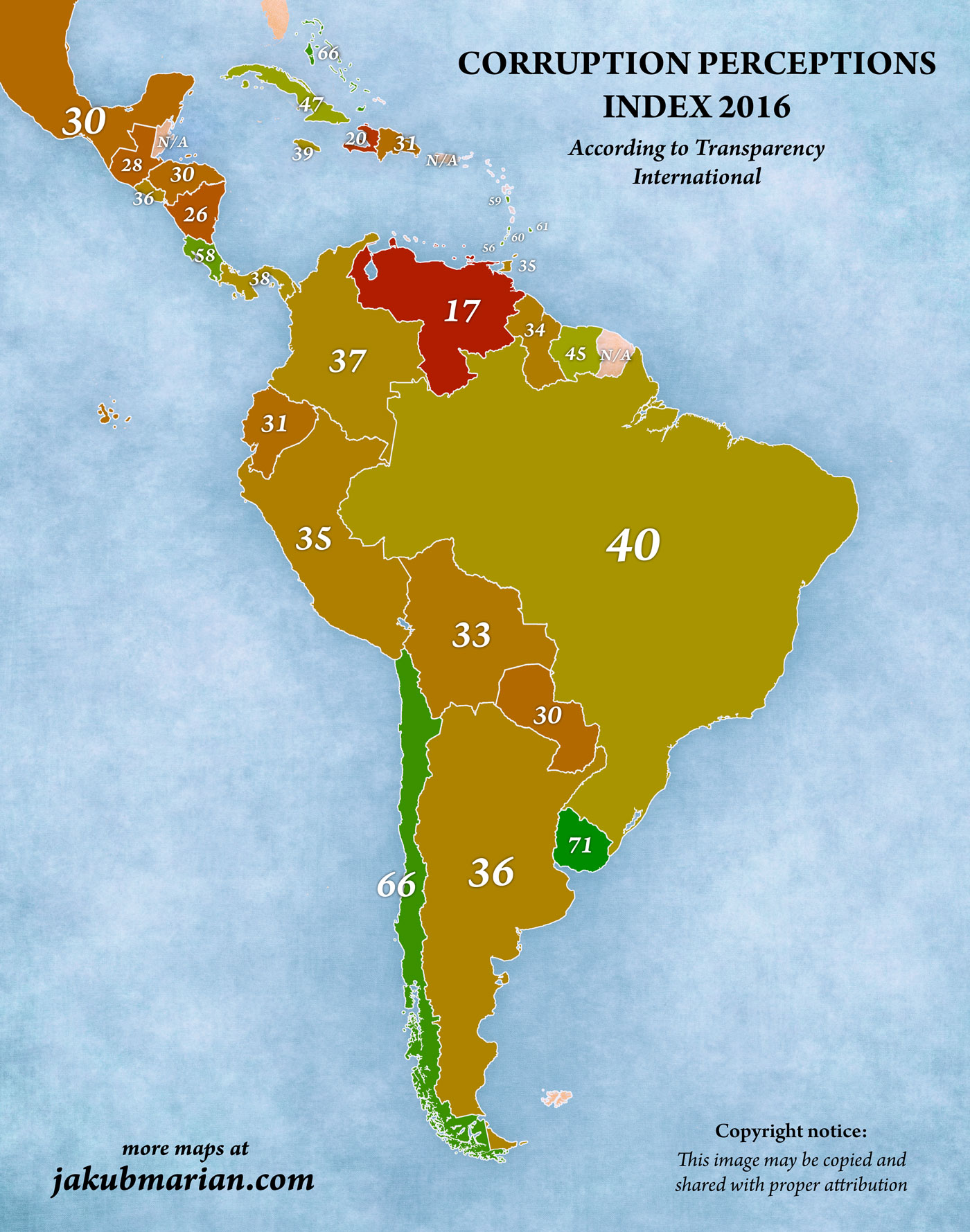 corruption perceptions index in south and central america