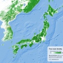 Tree cover of Japan and the Korean peninsula