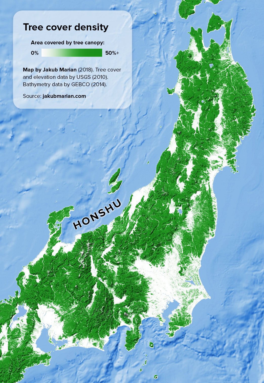 Tree cover of Honshu