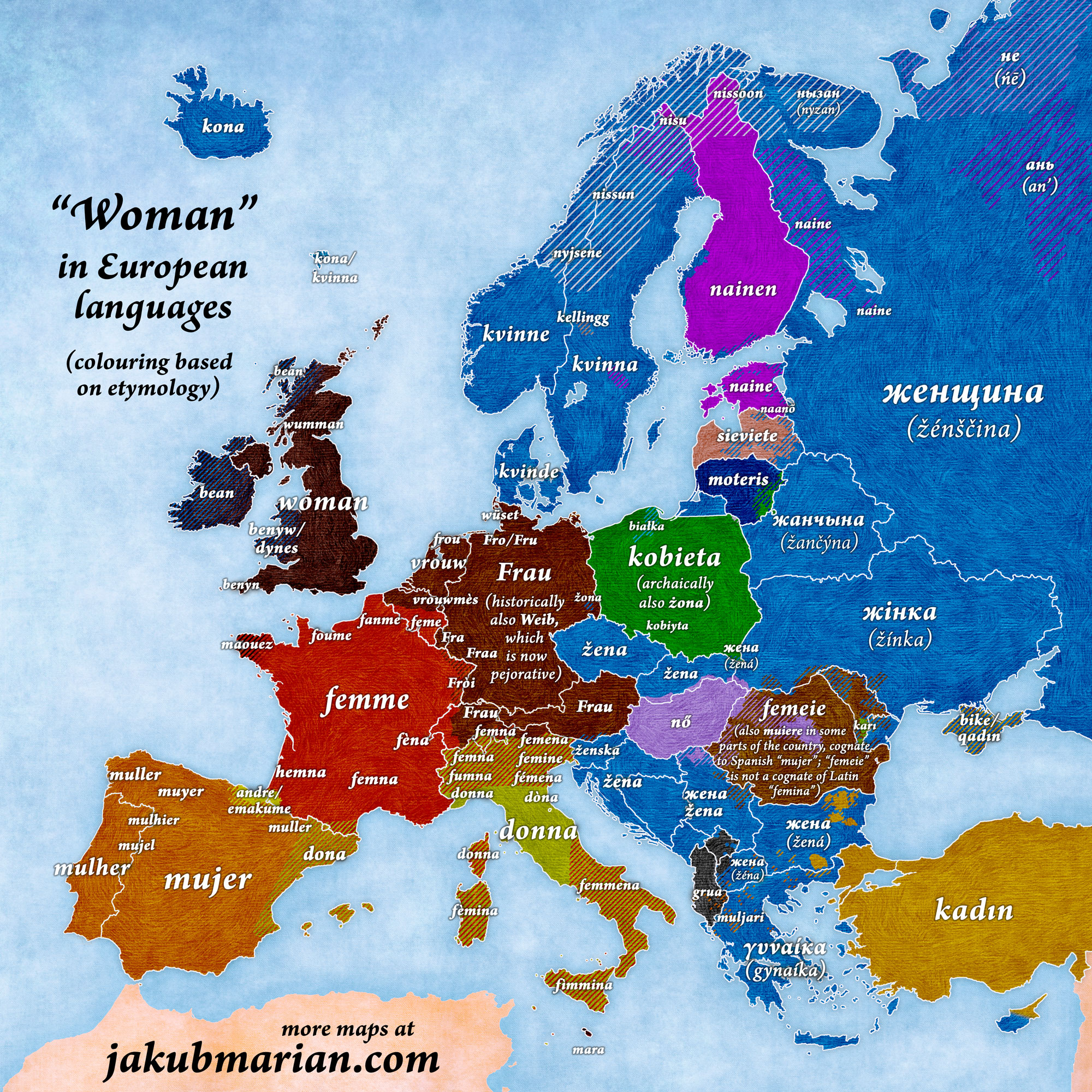 Woman in European languages