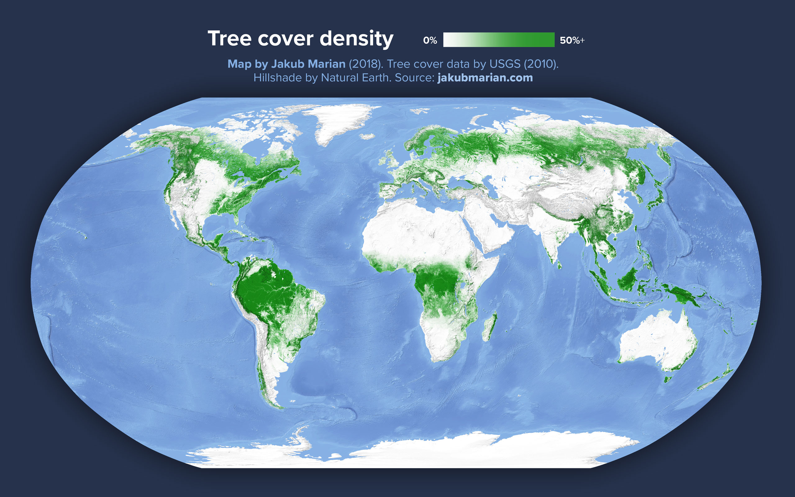 Tree cover of the world