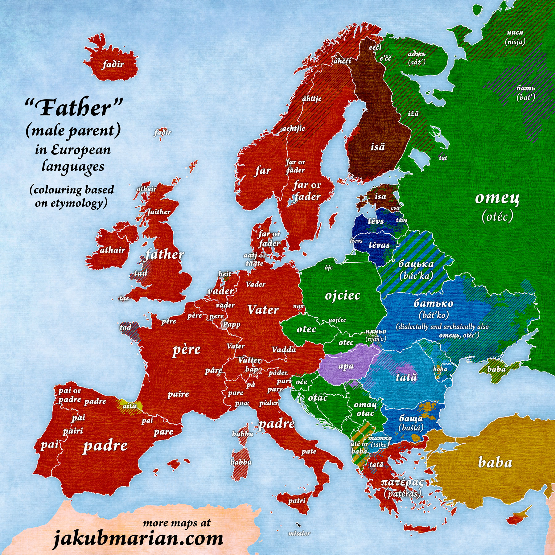 Proto Indo European Language Map Father” In European Languages