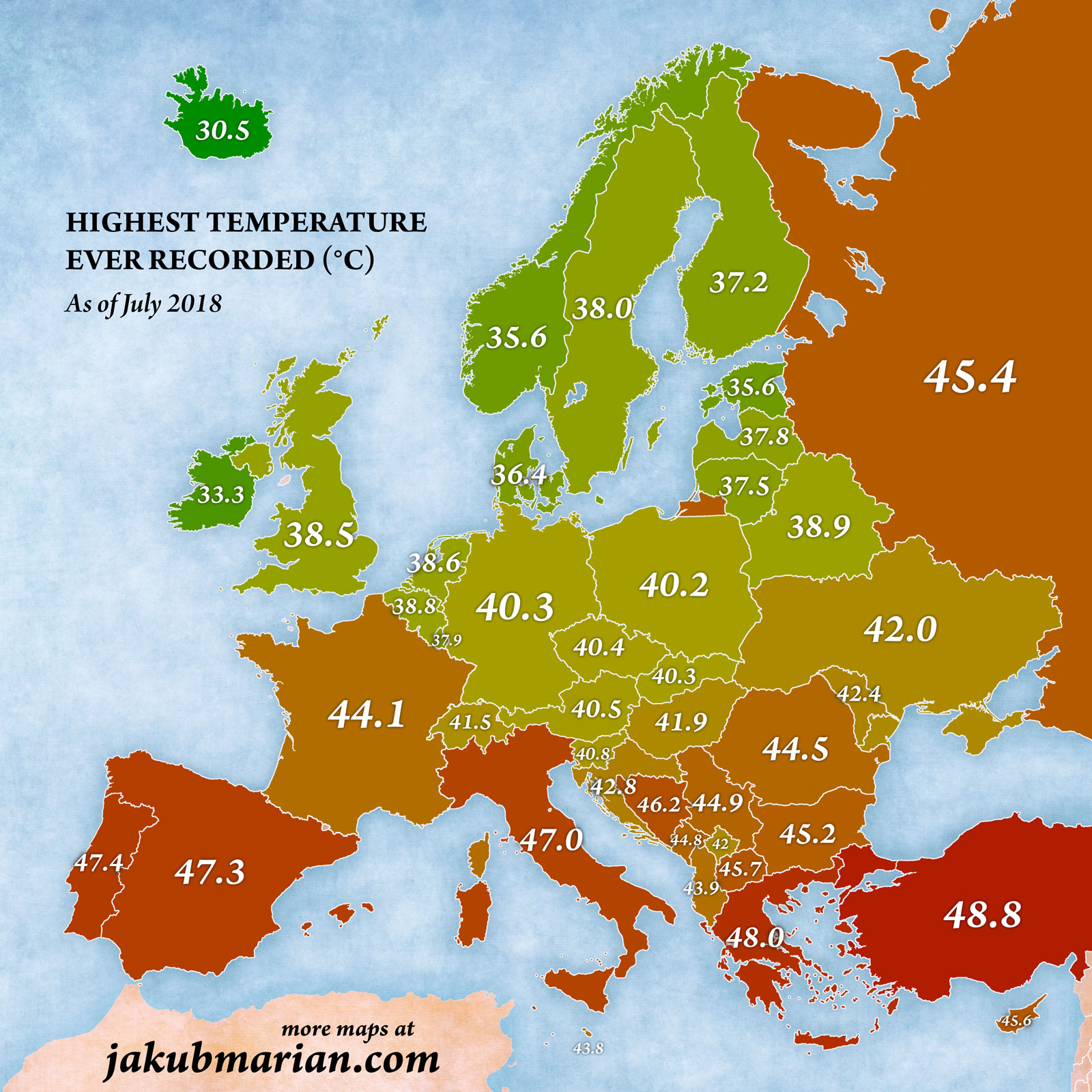 Highest ever recorded temperature in Europe