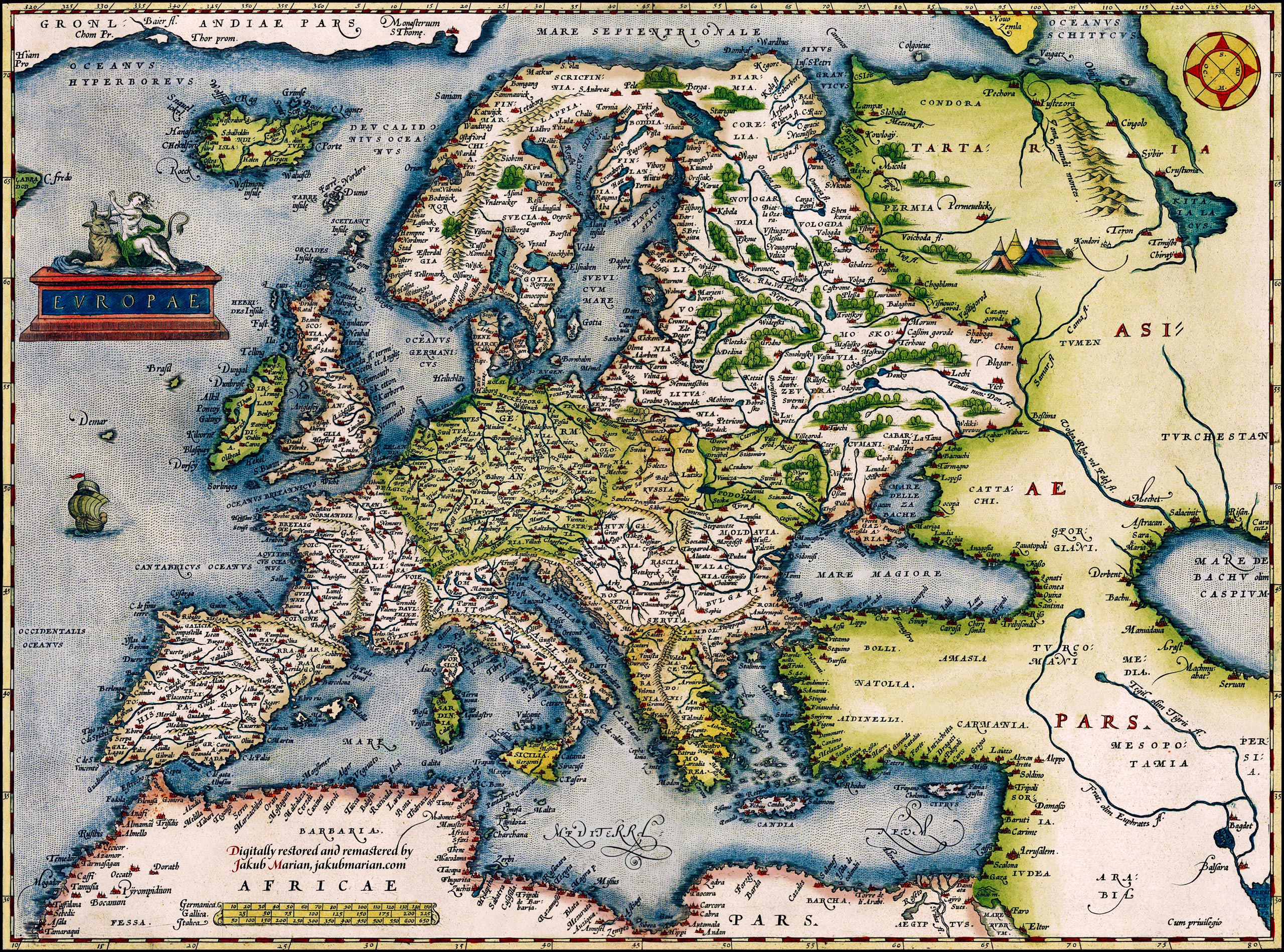 1572 Map Of Europe By Abraham Ortelius