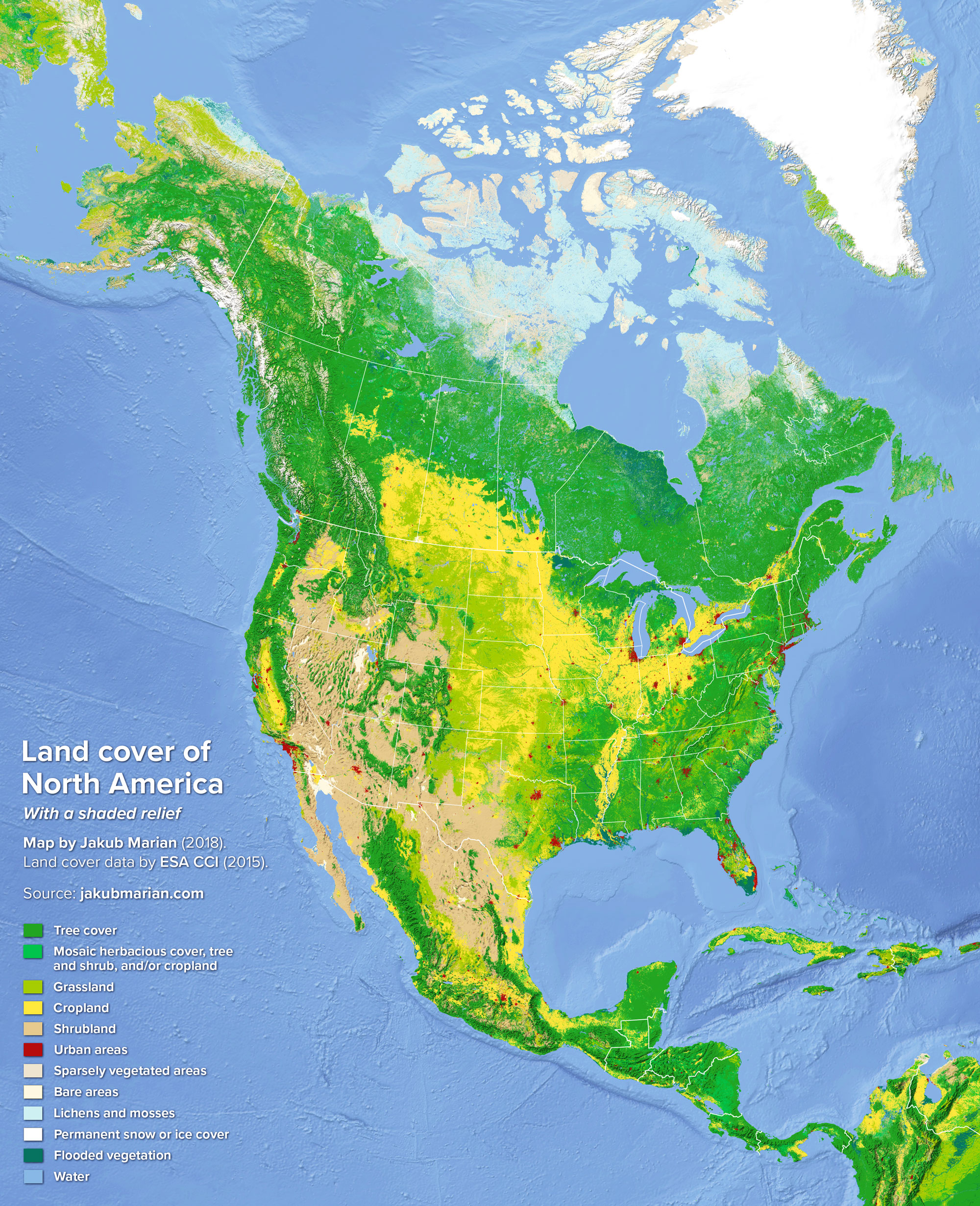 Land cover of North America