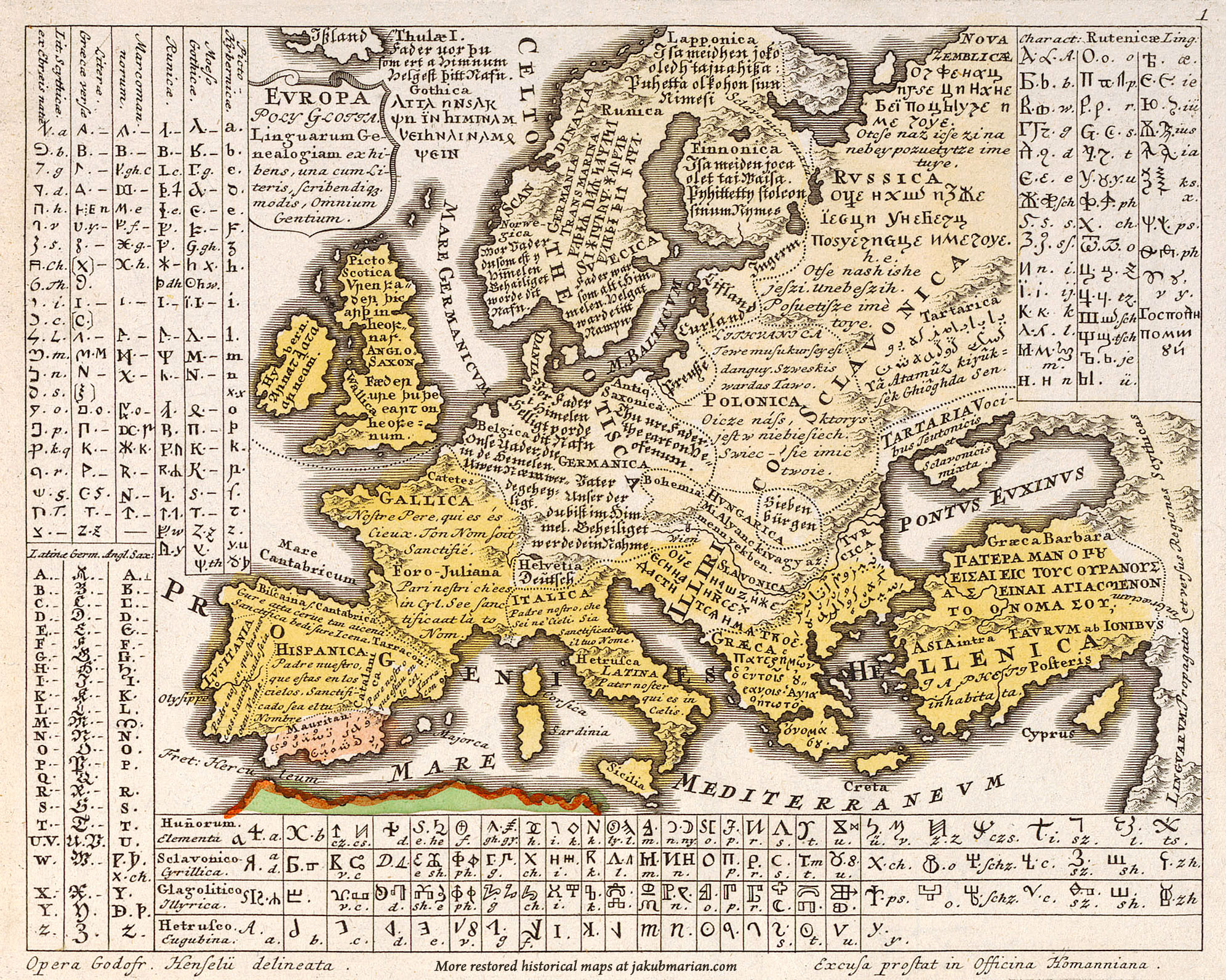 1741 Linguistic Map Of Europe Asia And Africa