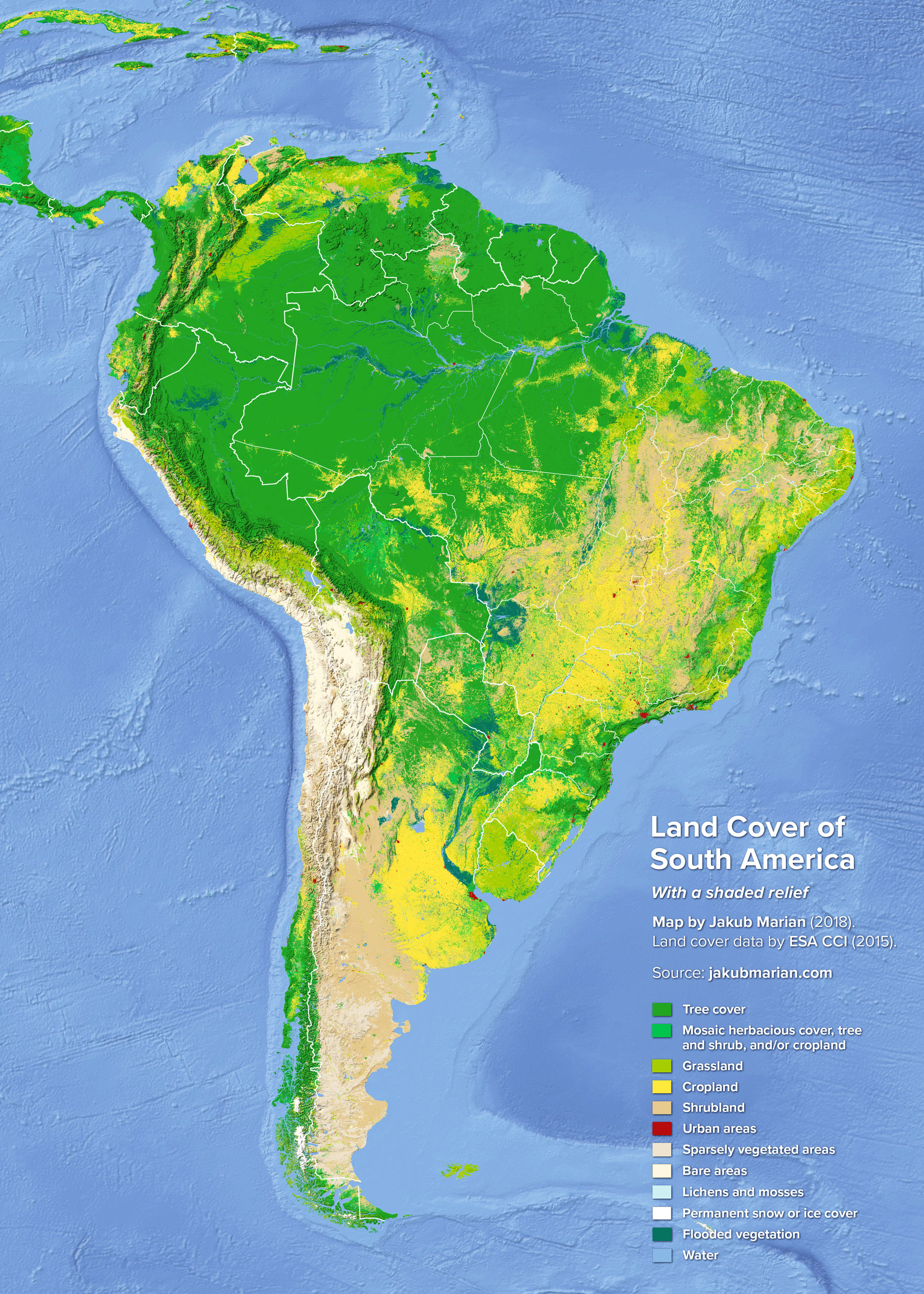 Show Me A Map Of My Area Land Cover Of South America