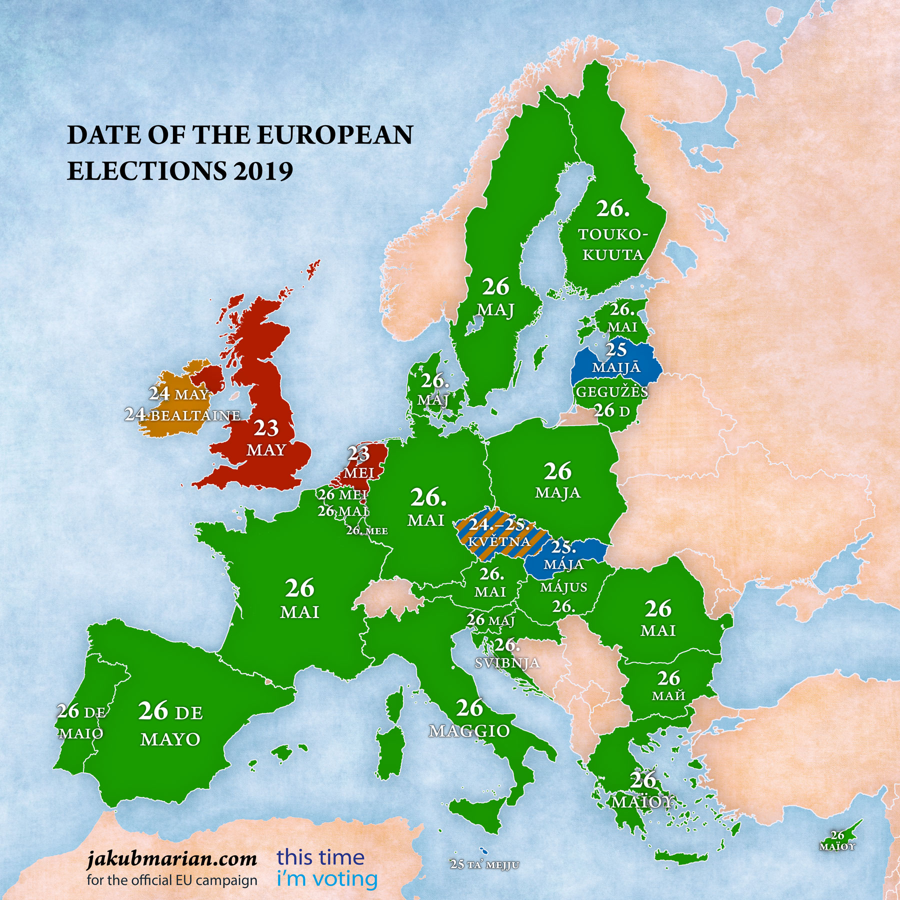 2019 European Parliament election date by country