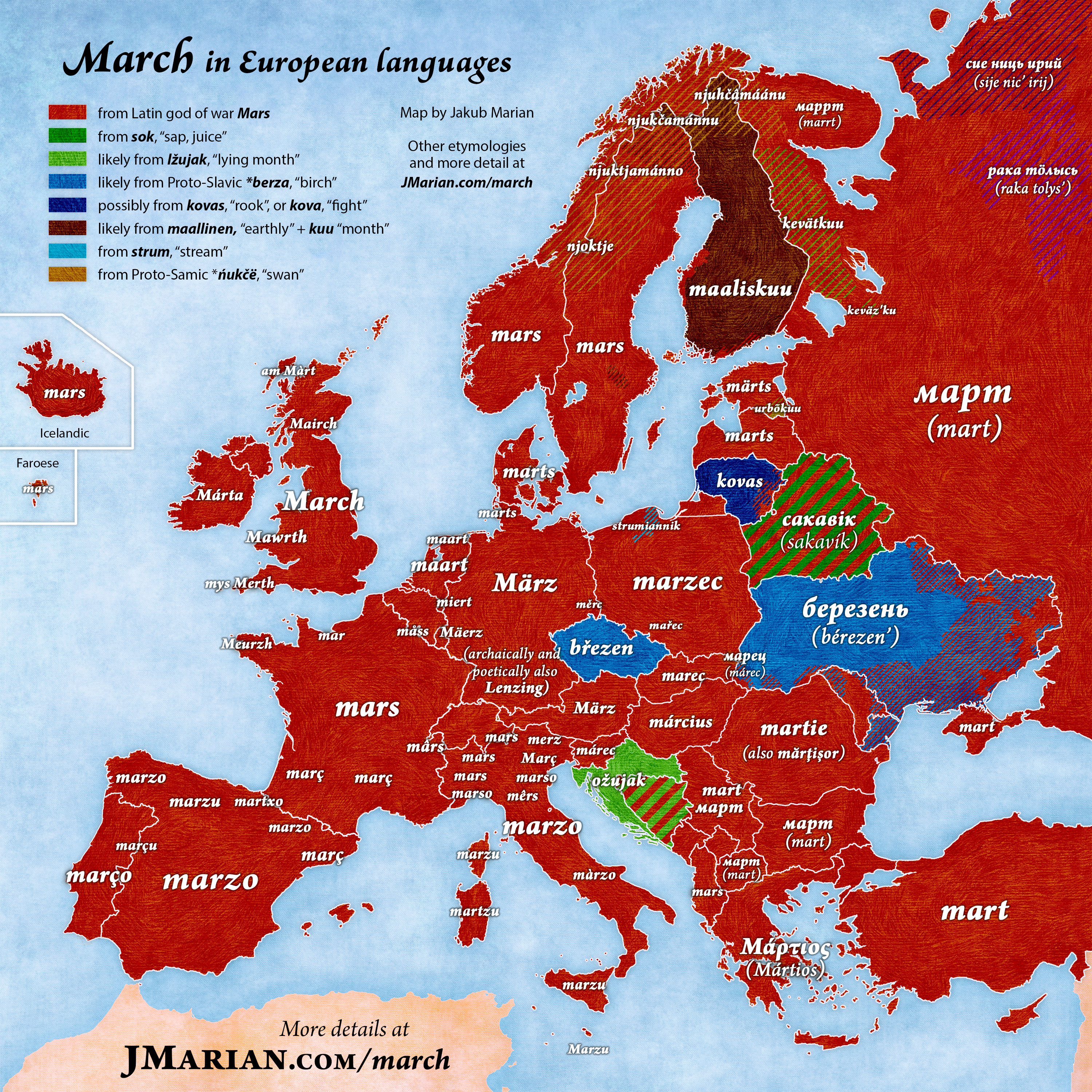 February in European languages